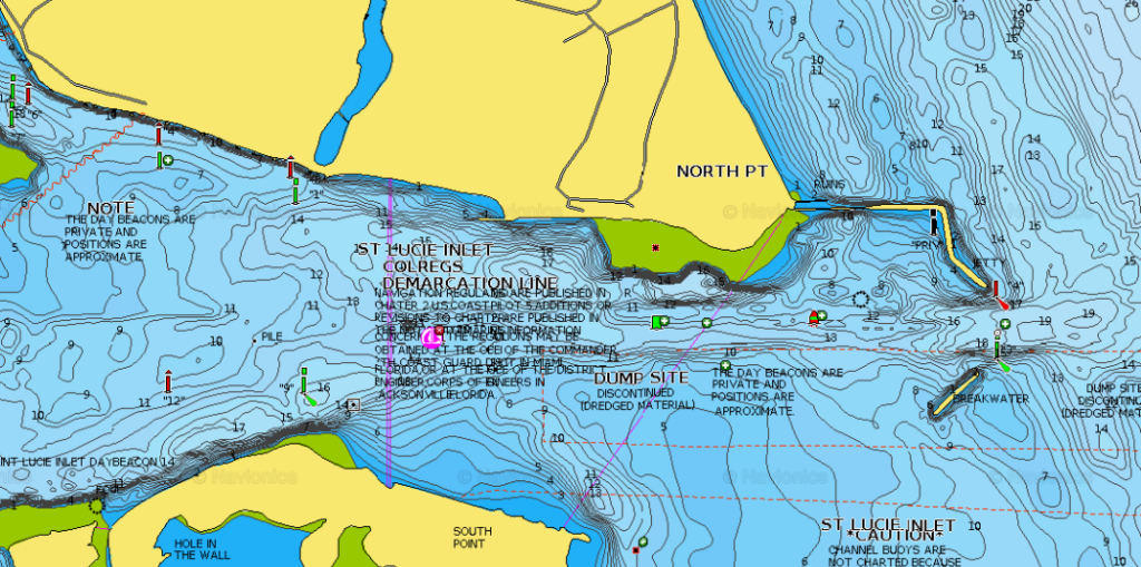 Navigation charts for Port Saint Lucie Inlet